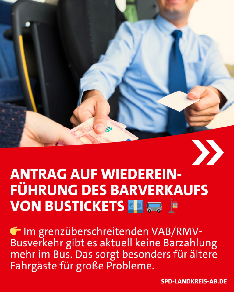 Antrag auf Wiedereinführung des Barverkaufs im Busverkehr