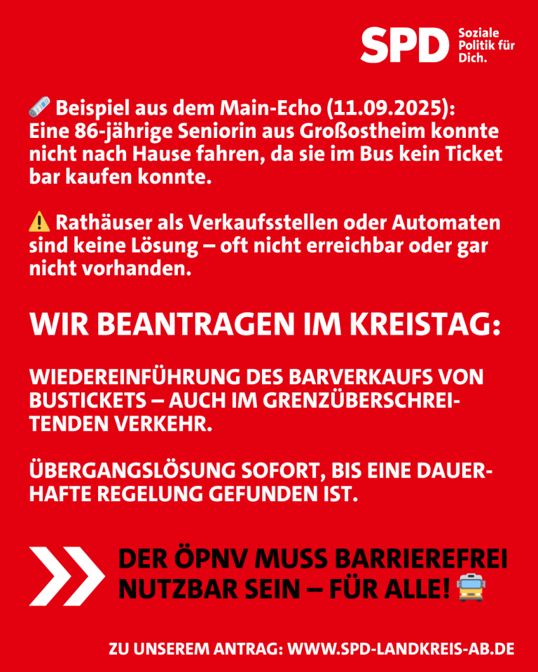 Antrag auf Wiedereinführung des Barverkaufs im Busverkehr